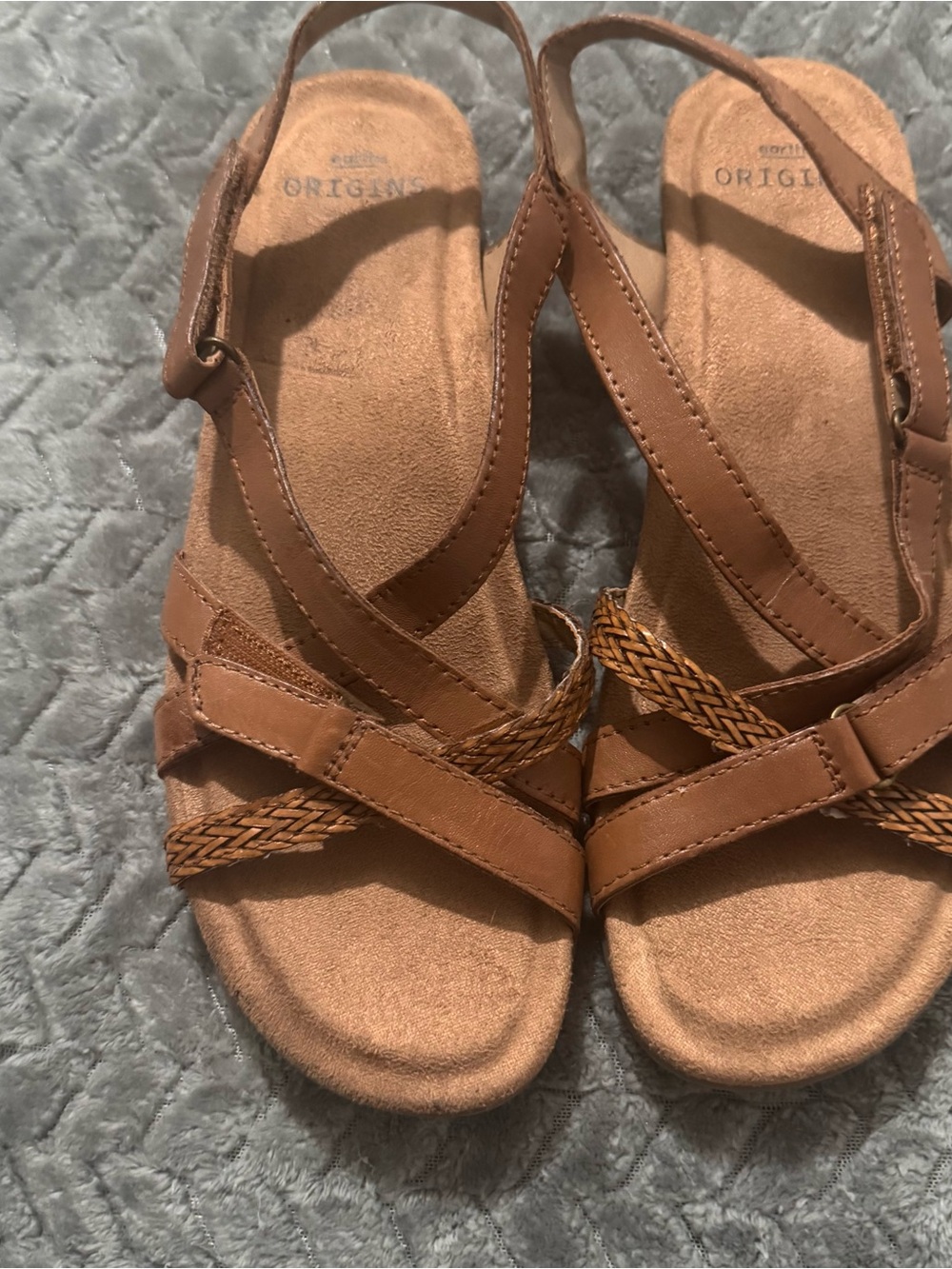 Earth Origins Brown Braided-Strap Slingback Sandals